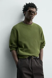 WAFFLE KNIT TEXTURED T-SHIRT