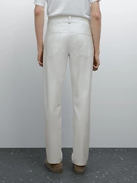 Lightweight tapered fit denim-effect trousers