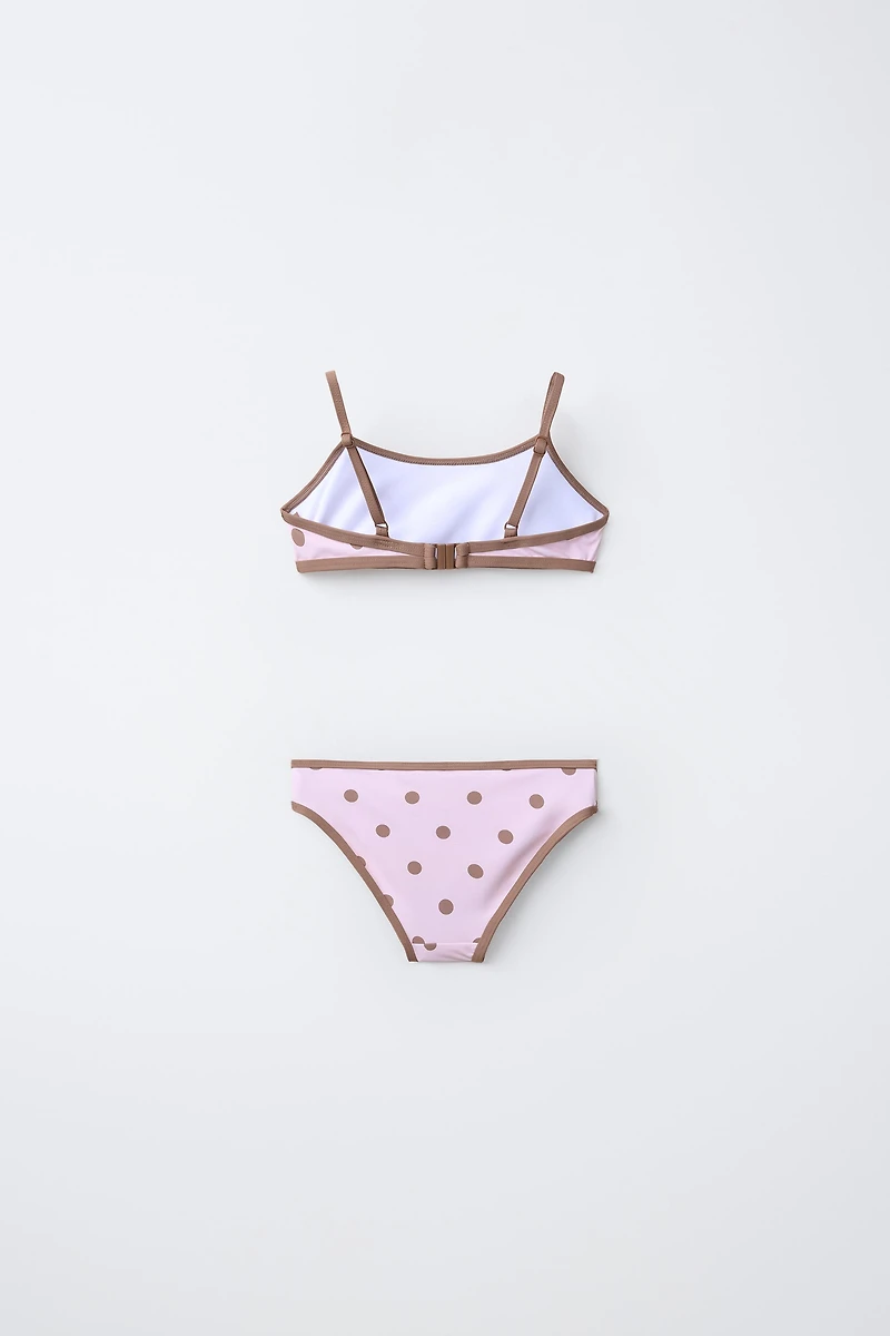 6-14 YEARS / POLKA DOT BIKINI WITH CONTRAST PIPING