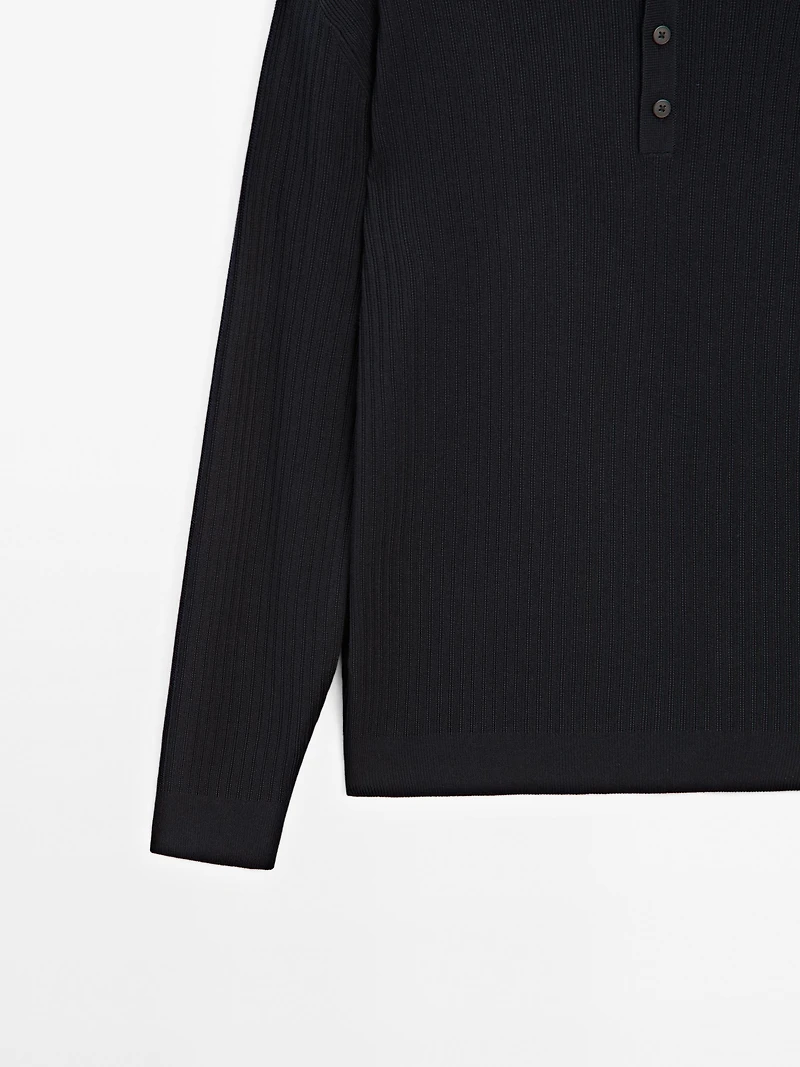 Pull polo coton en maille