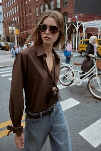 POPLIN SHIRT WITH TIES