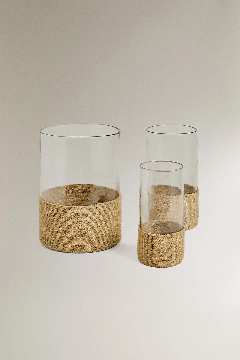 GLASS AND JUTE LANTERN