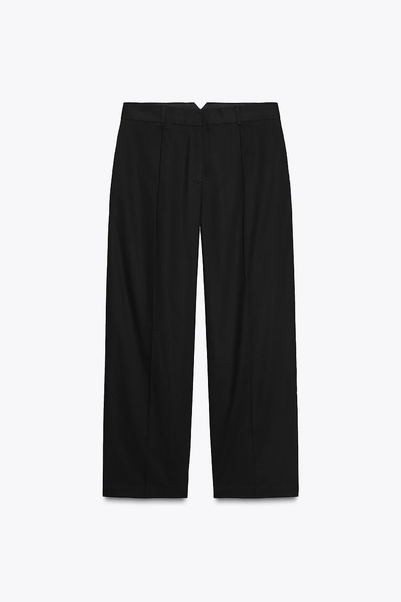 POPLIN PLEATED PANTS