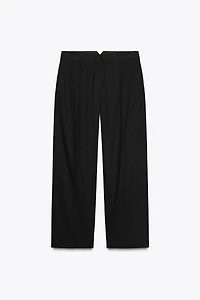 POPLIN PLEATED PANTS
