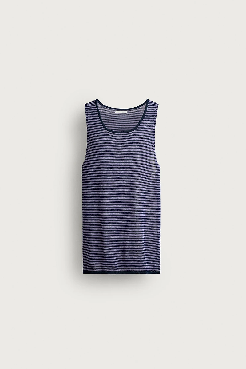 DÉBARDEUR EN MAILLE JACQUARD À RAYURES