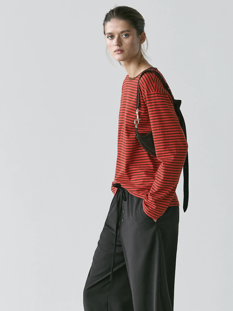 Striped long sleeve cotton T-shirt