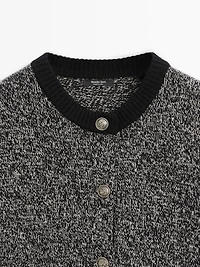 Wool blend knit cardigan with gold buttons