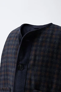 TEXTURED PLAID WOOL COAT