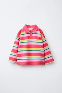 STRIPED POLO SHIRT WITH CONTRAST COLLAR
