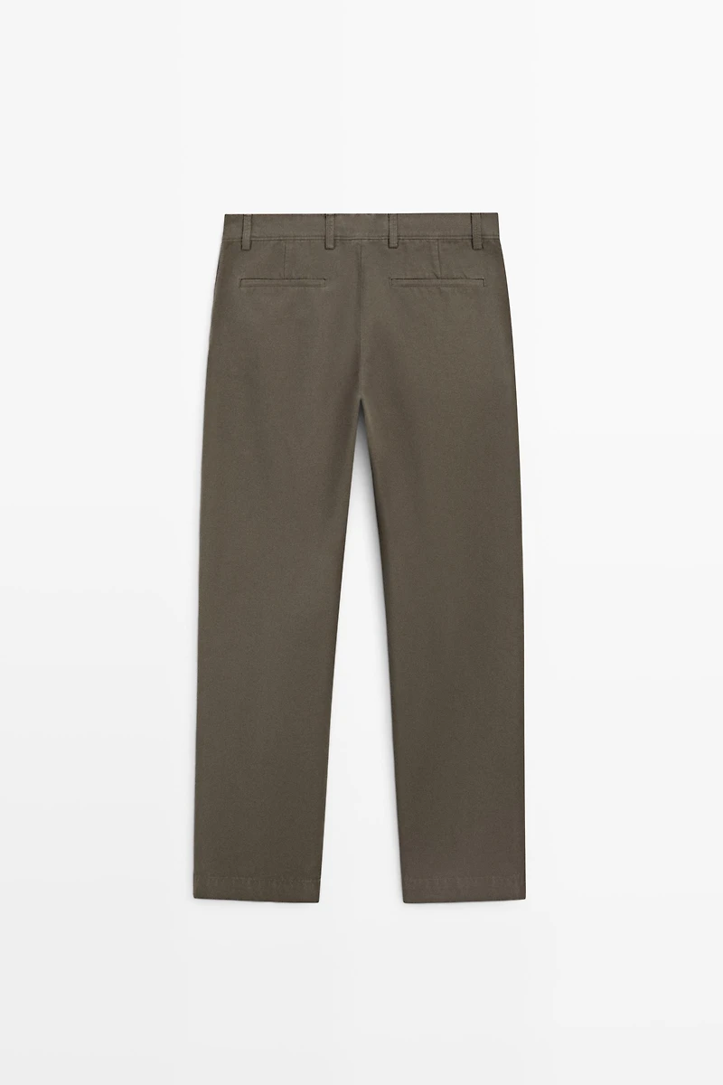 Tapered fit cotton pants