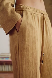 DRAWSTRING WIDE LEG PANTS