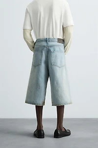 VINTAGE EFFECT BAGGY FIT DENIM SHORTS