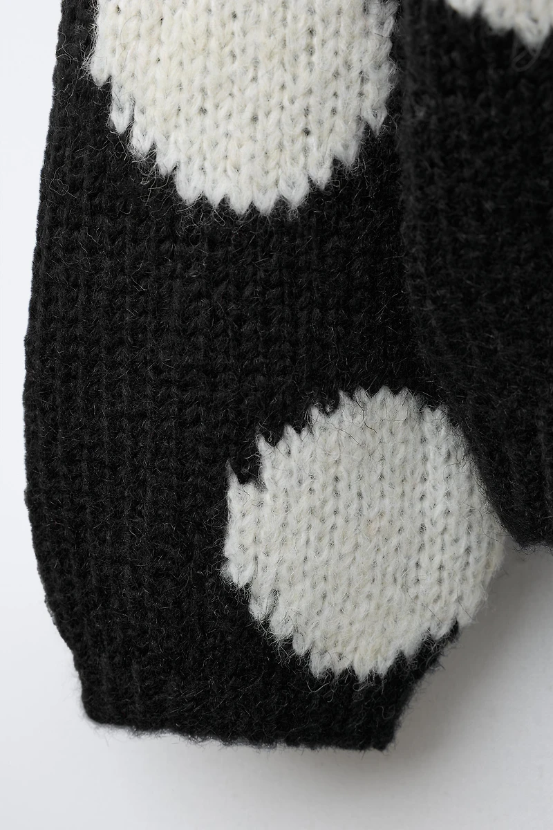 WOOL BLEND POLKA DOT KNIT SWEATER