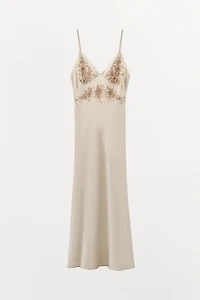 EMBROIDERED BEADED SLIP DRESS