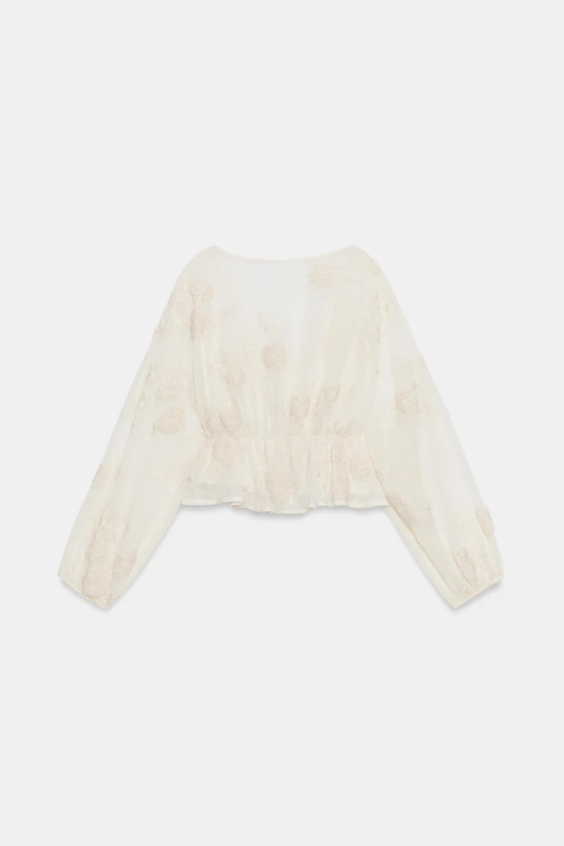 EMBROIDERED SHEER BLOUSE
