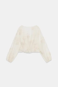 EMBROIDERED SHEER BLOUSE
