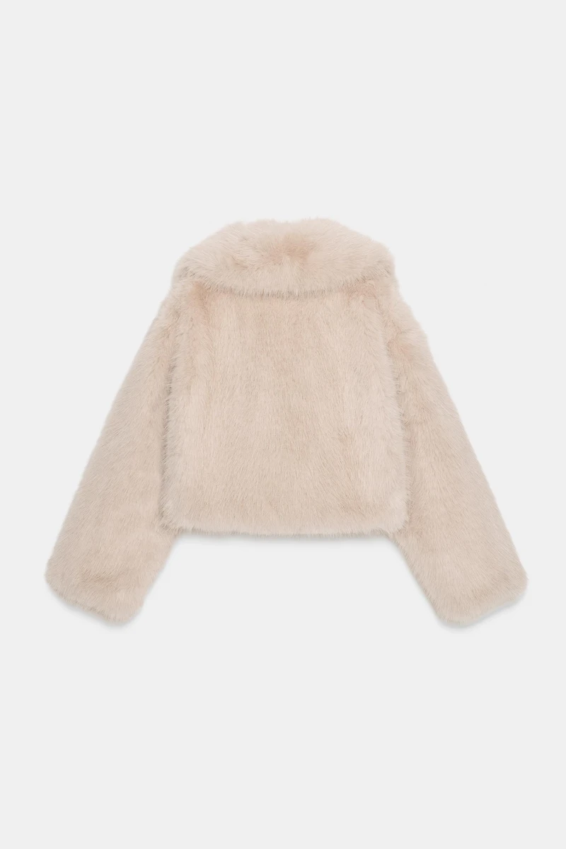 FAUX FUR LAPEL COLLAR JACKET