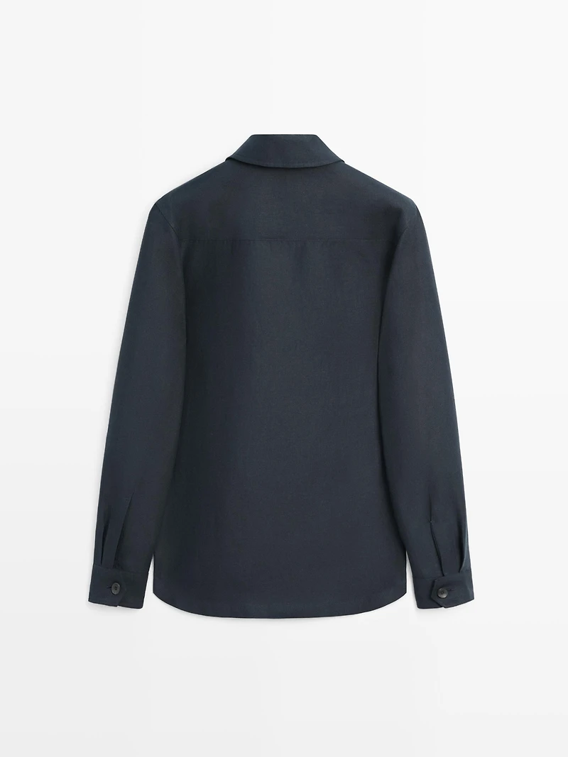 Linen overshirt with pocket details