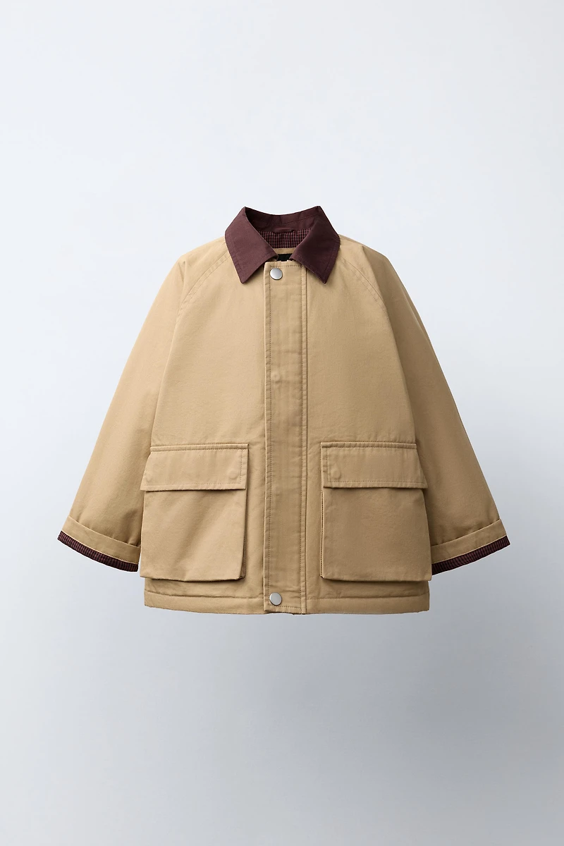 BLOUSON À COL COULEUR CONTRASTE