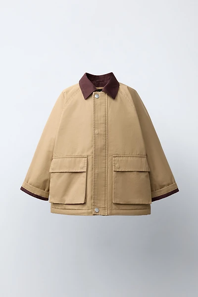 BLOUSON À COL COULEUR CONTRASTE