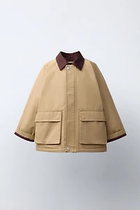 BLOUSON À COL COULEUR CONTRASTE