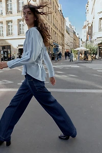 PLEATED POPLIN SHIRT