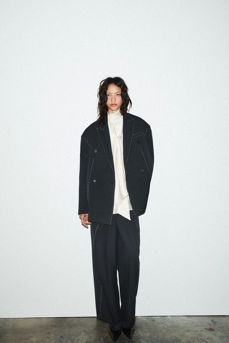 OVERSIZED TOPSTITCHED BLAZER