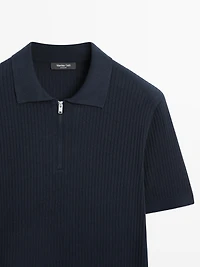 Pull polo en maille à col zippé