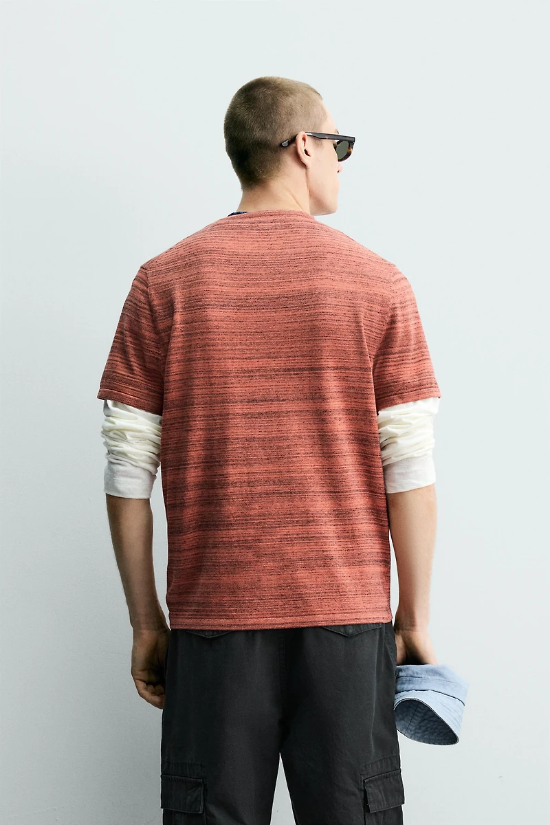 IRREGULAR STRIPED KNIT T-SHIRT