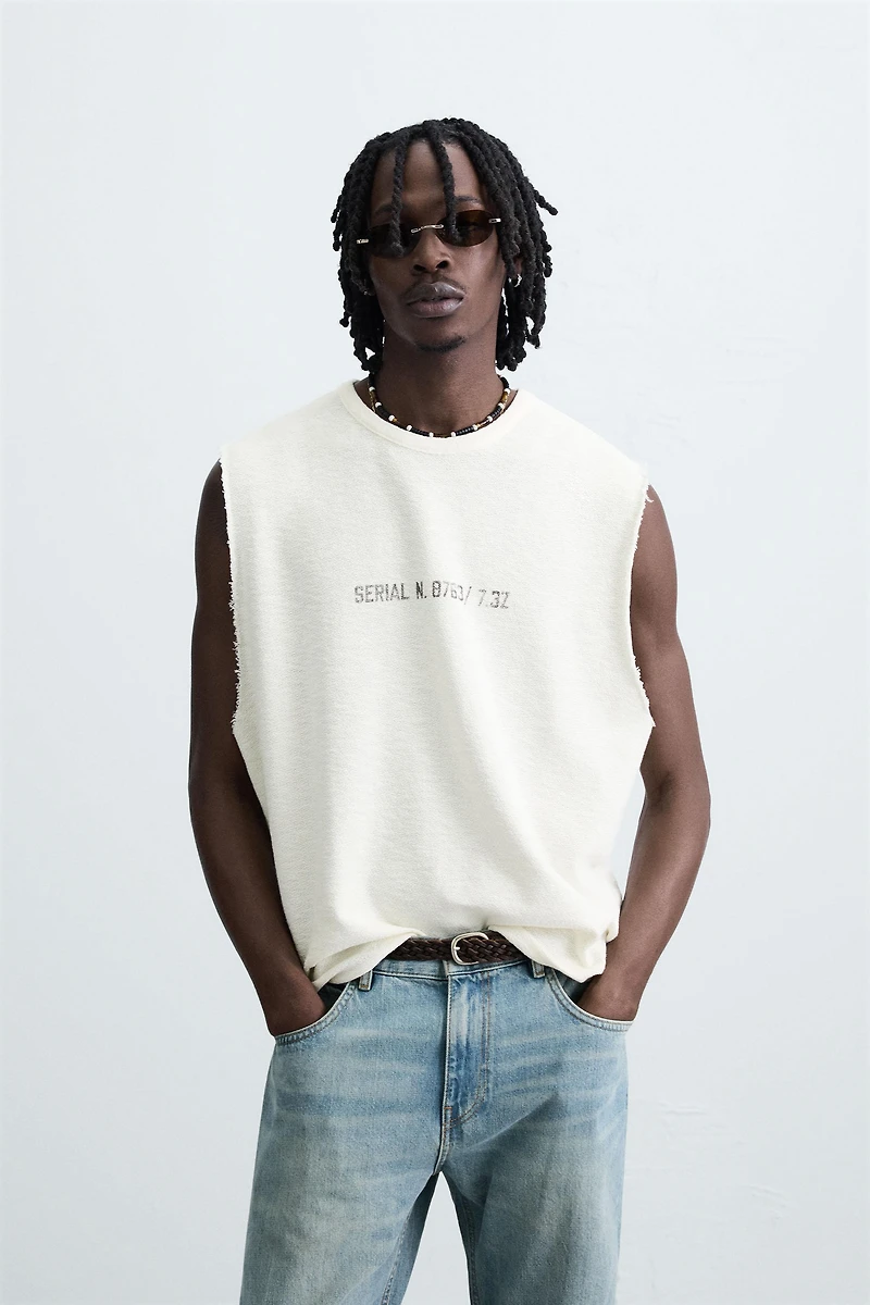 T-SHIRT TANK EN MAILLE IMPRIMÉ DÉLAVÉ