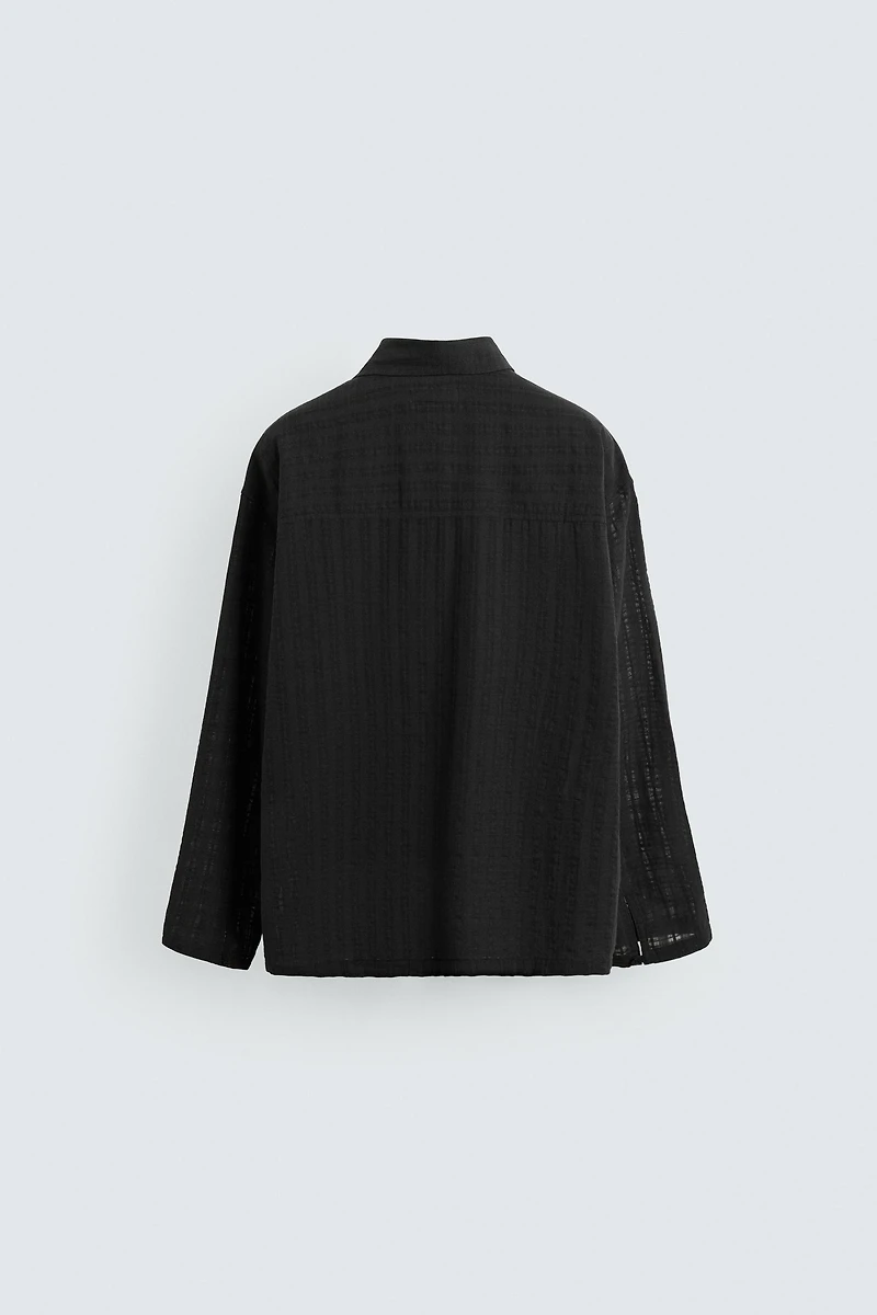 TEXTURED SEMI-SHEER POLO SHIRT