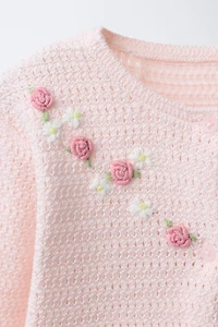 FLORAL EMBROIDERY KNIT CARDIGAN