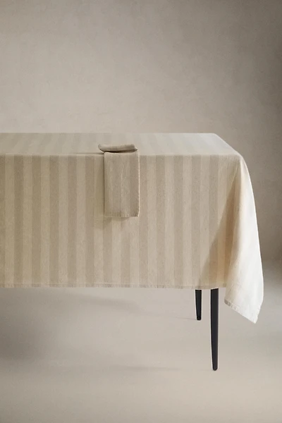 FADED LINEN STRIPED TABLECLOTH