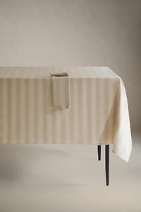 FADED LINEN STRIPED TABLECLOTH