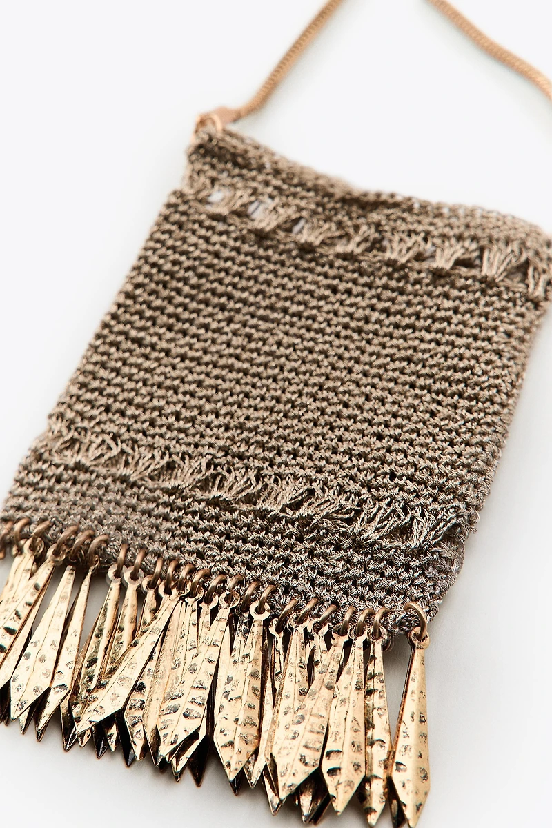 METALLIC MESH FRINGE MINI BAG