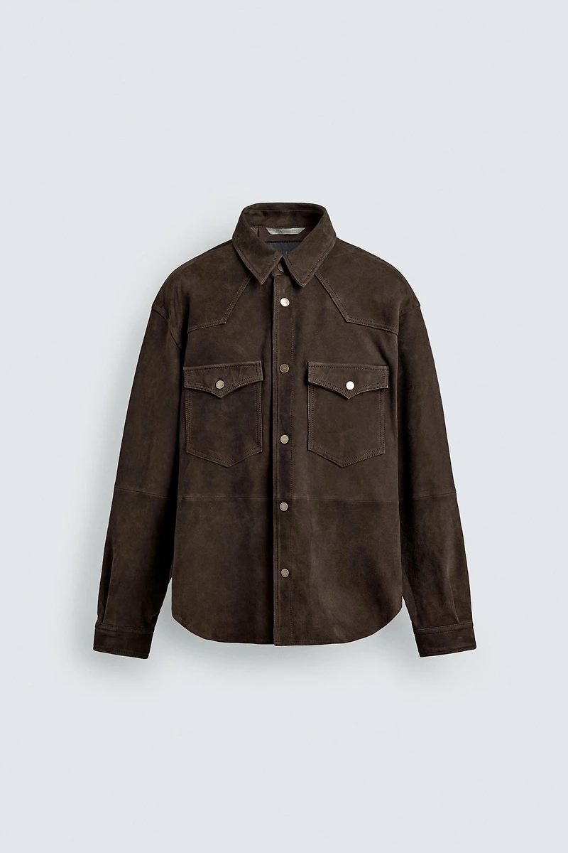 REGULAR FIT SUEDE OVERSHIRT