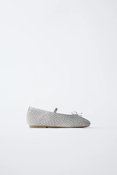 METALLIC CROCHET BALLET FLATS