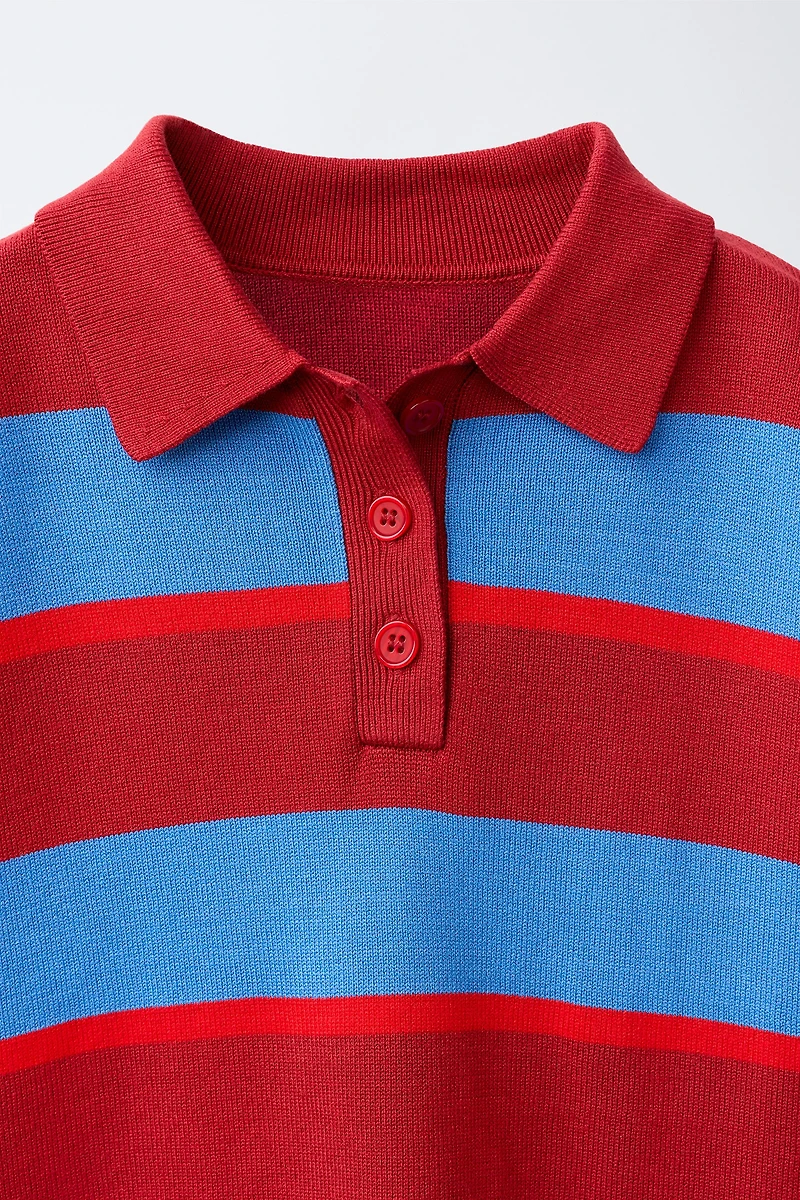 STRIPED KNIT POLO JUMPER