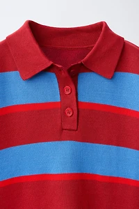 STRIPED KNIT POLO JUMPER