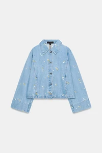 BLOUSON Z1975 EN DENIM À FLEURS BRODÉES