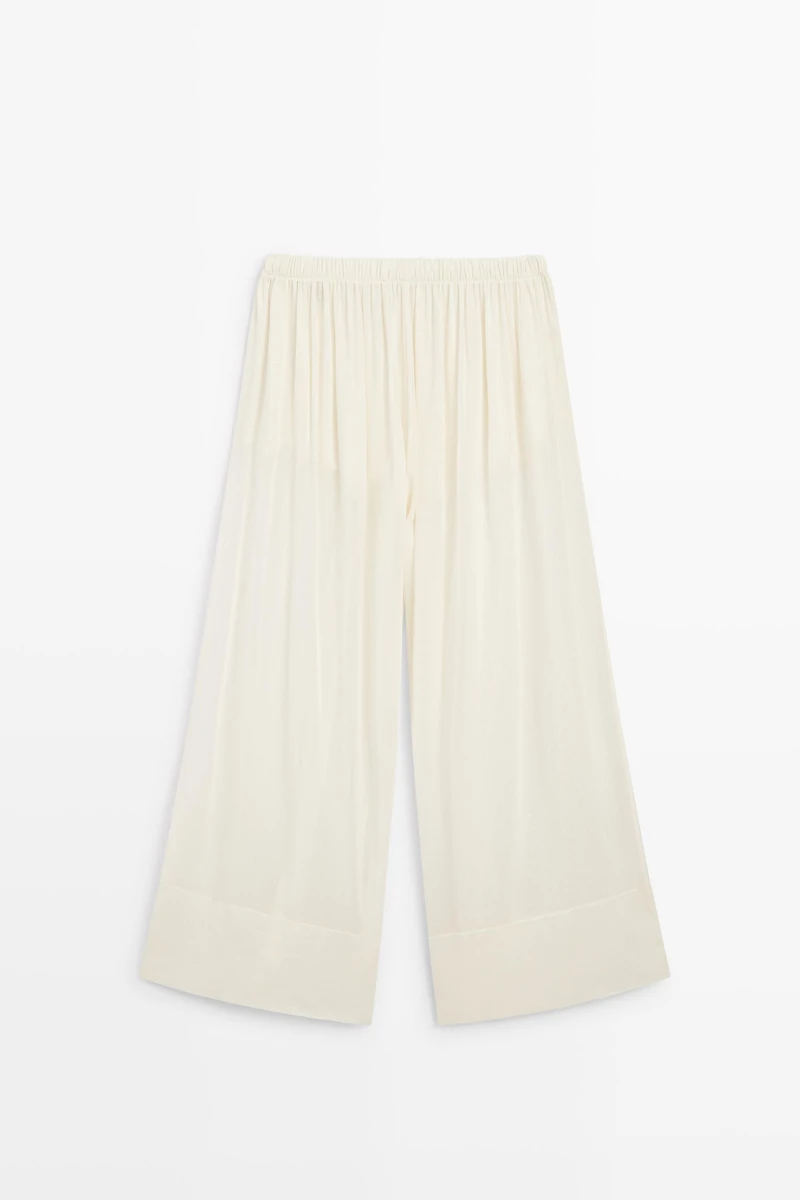 Semi-sheer flowing wide-leg pants