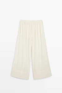 Semi-sheer flowing wide-leg pants
