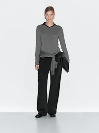 Striped long sleeve polo shirt