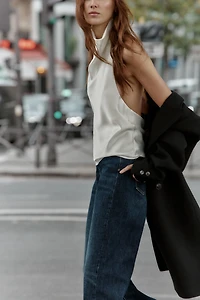 SATIN EFFECT HALTER TOP