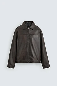WASHED FAUX LEATHER JACKET