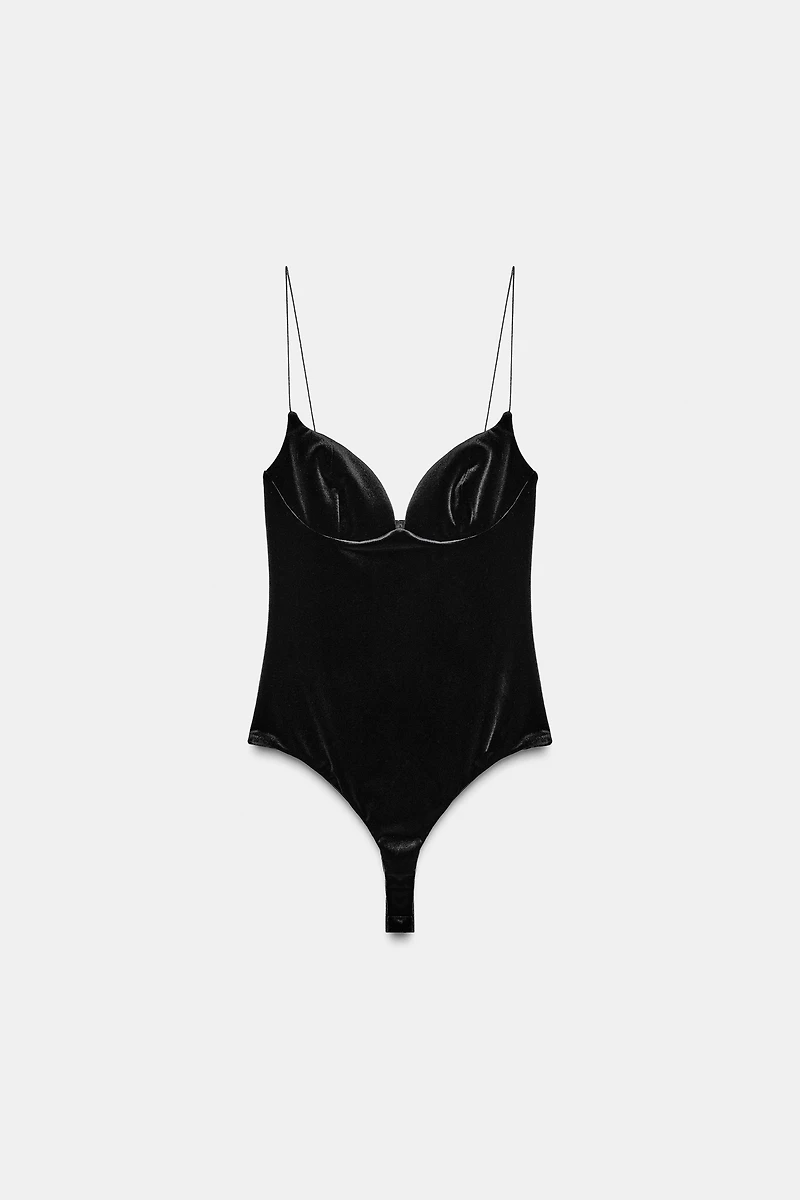 VELVET STRAPPY BODYSUIT