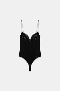 VELVET STRAPPY BODYSUIT