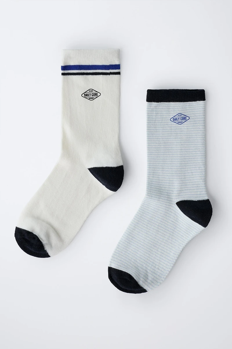 TWO-PACK OF LOGO AND STRIPED SOCKS