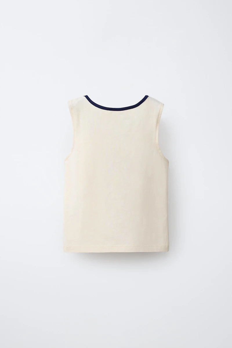 CONTRAST TRIM TEXT T-SHIRT