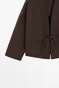 Cotton and linen pocket kimono